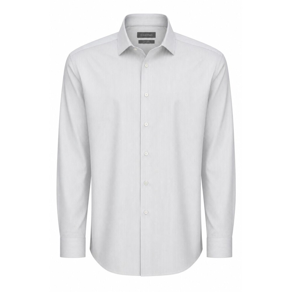 Calvin Klein Slim Fit Non-Iron Tall Dress Shirt | Men's XL Pinstripe Long Sleeve